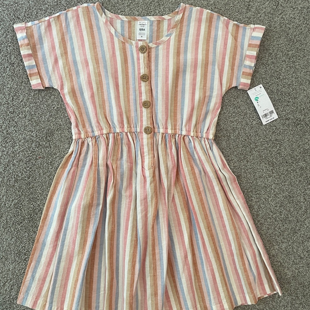 NWT Carter’s Striped Multicolor Dress - Girls’ Size 8